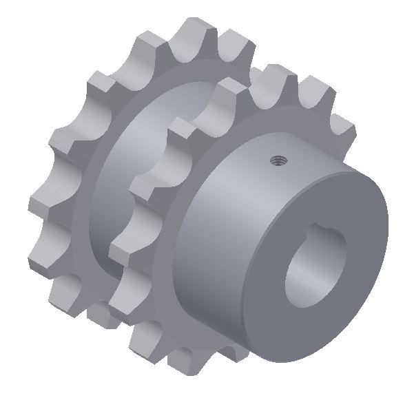03440a_XL Doppel-Kettenrad mit Nabe 10B-1, Z=14 D=20+Nut – Bild 1